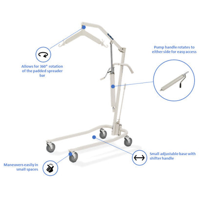 Invacare 9805P Hydraulic Patient Lift - 450 lb Weight Capacity