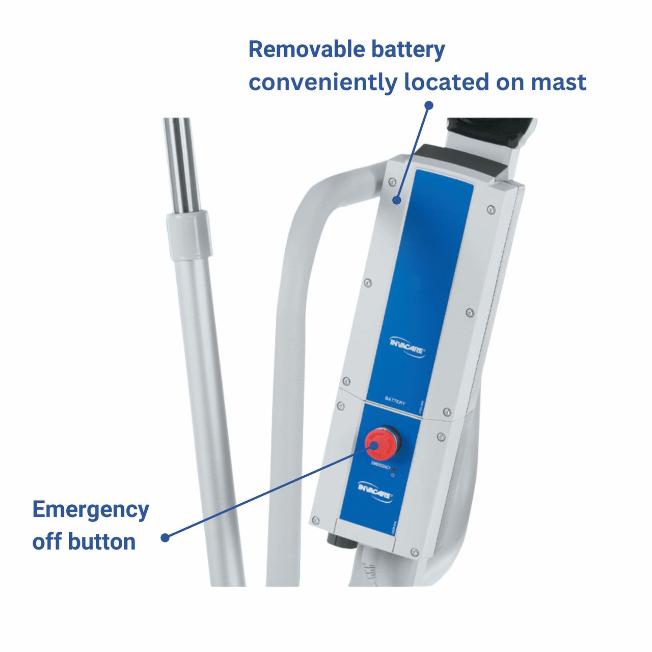 Invacare Reliant 450 Battery-Powered Patient Lift | 450 lbs Capacity, 24" to 74" High Lift Range, Dual Battery System