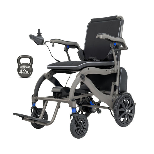 Vive Mobility Air Frame Foldable Power Wheelchair - Ultra-Light Magnesium Alloy