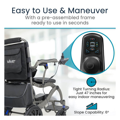 Vive Mobility Air Frame Foldable Power Wheelchair - Ultra-Light Magnesium Alloy