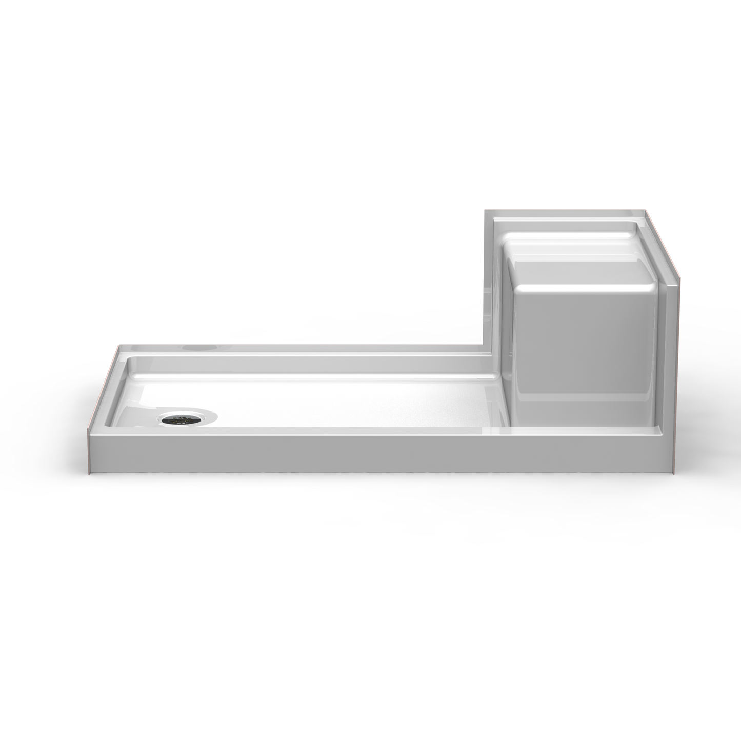 60x32 Curbed Shower Pan PSS6032 with Built-In Seat (ANSI Compliant)